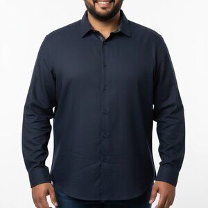 Ponto Uomo Men's Blue Long Sleeve Houndstooth Dress Shirt Big & Tall Size 3X